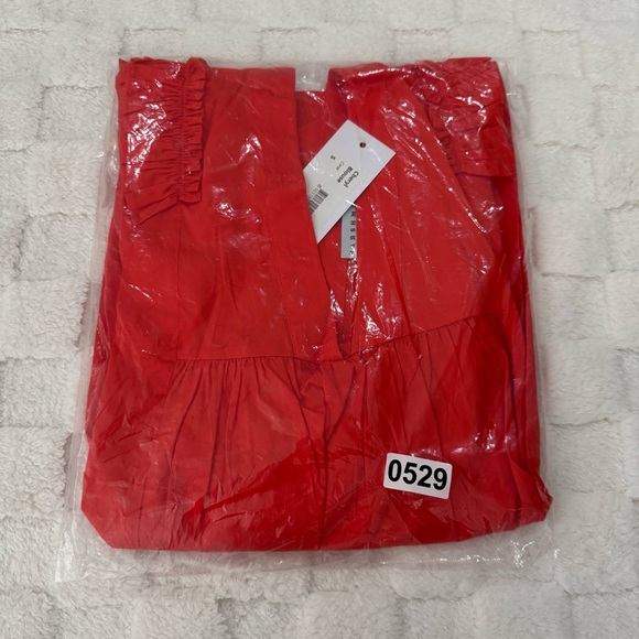 Harshman Elegant Coral Cheryl Ruffles Off Shoulder Blouse 100% Cotton, Small NWT - Picture 5 of 5